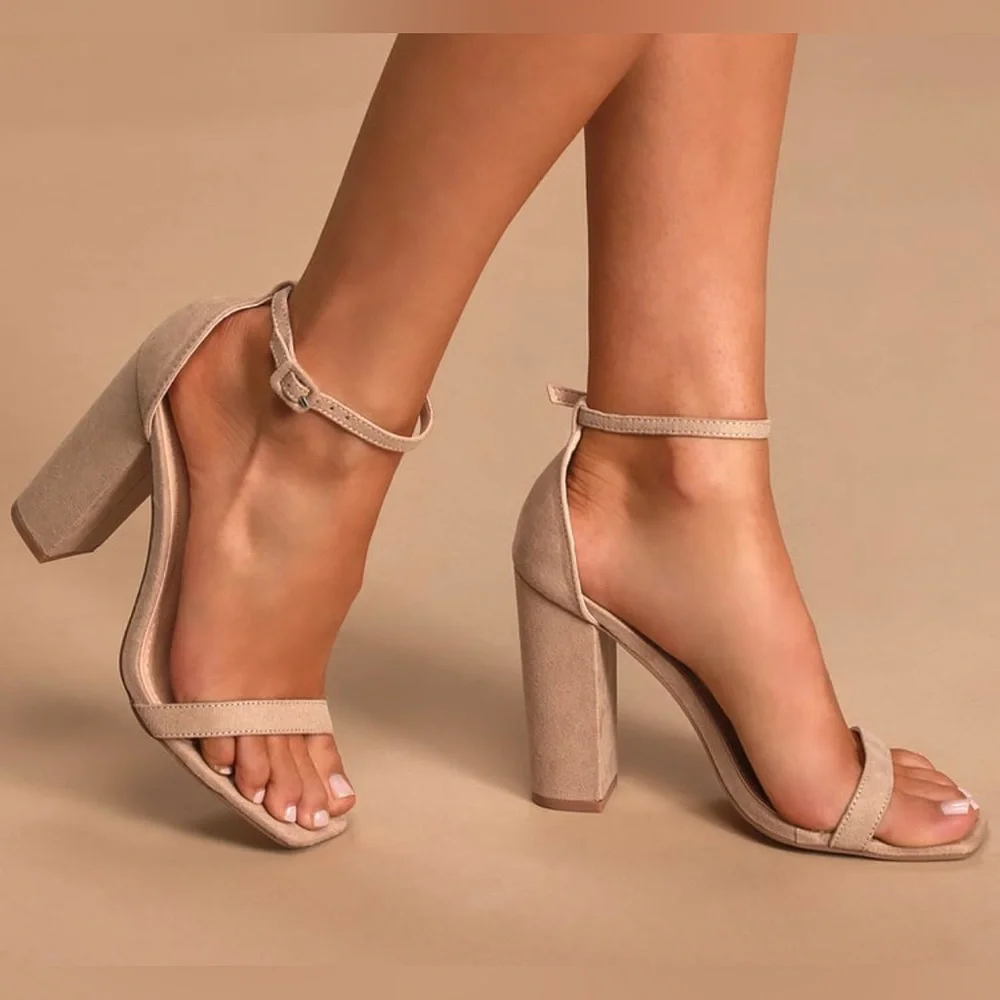 Lulus Tan‎ Suede Ankle Strap Heel
